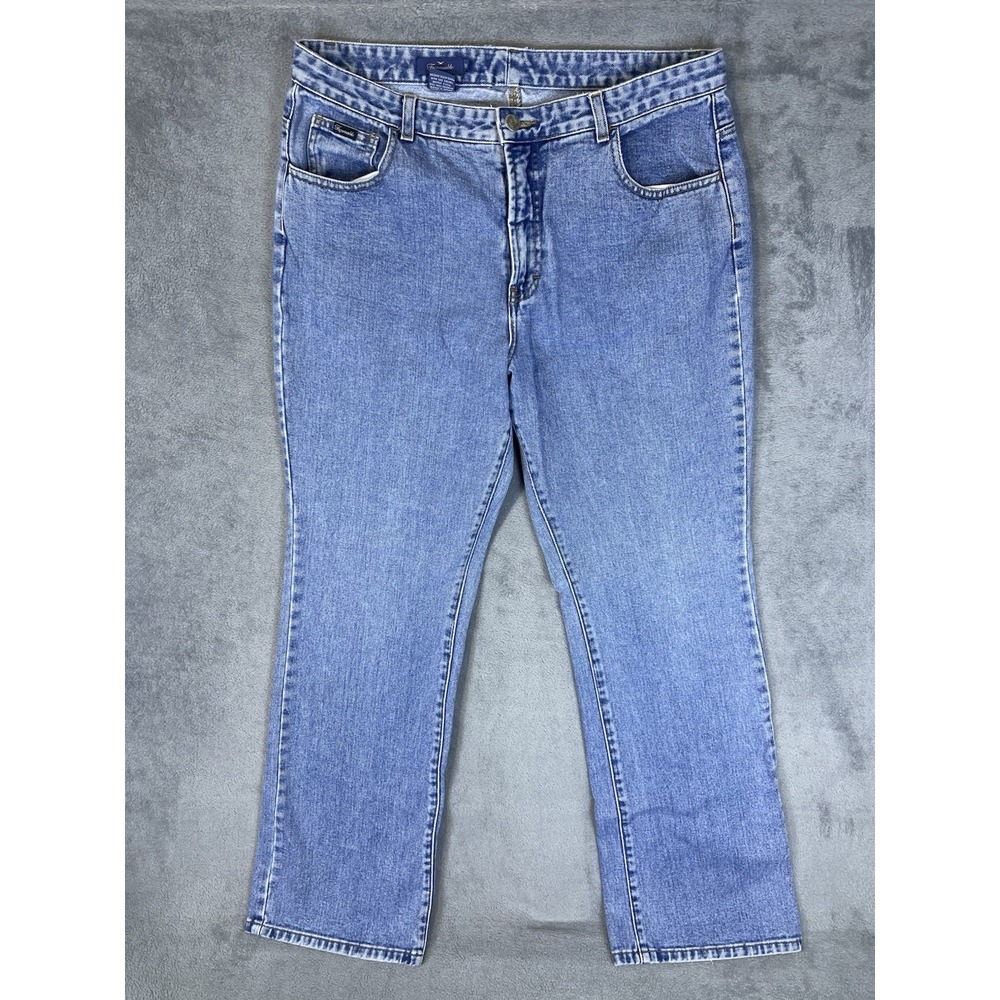 Faconnable Jeans Womens 16 Blue Denim Light Wash High Rise Baggy‎ Wide Leg